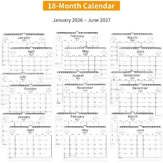 2026 Wall Calendar, 12 Month 11”x8.5 ‘’ Year Monthly Organizer from January 2026-2027 Small Mini Horizontal Blank Spiral Bound Wire Hanging
