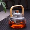 Elegant Glass Teapot with Bamboo Handle - High Borosilicate Heat-Resistant, Clear with Wooden Knob, Perfect for Home, Office, or Holiday Gifting