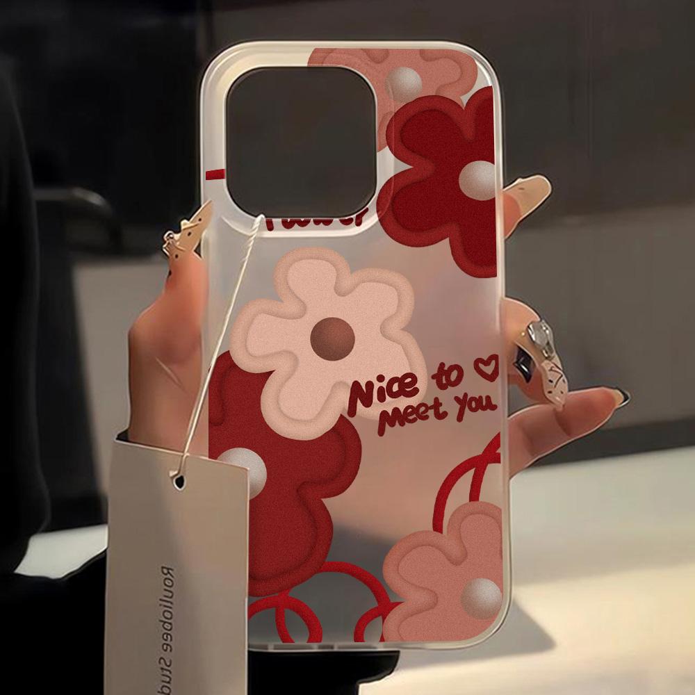 Чехлы для мобильных телефонов iPhone 11 13 15 Pro Max 12 14 Pro Max Чехол для iPhone 16 15 Plus 13 Pro 12 Матовая текстура с рисунком в виде мультяшных цветов