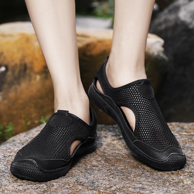 Летние новые сандалии мужские полые туфли для отдыха на открытом воздухе ленивые туфли без застежек мужские сетчатые туфли модные дышащие туфли Coros