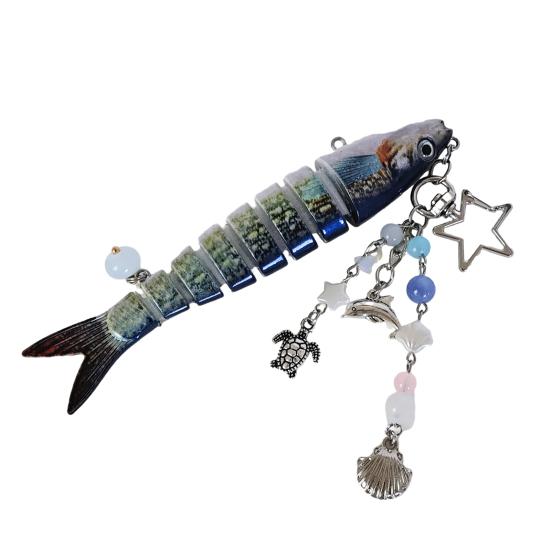 Рыболовная приманка Брелок Подвеска Бусины Ракушка Морская звезда Кисточка 8-секционный Брелок для ключей в виде рыбы