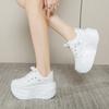 Fashion 10CM Women's Autumn Thick Bottom Shoes Breathable Microfiber Leather Vulcanize Flat Platform Sneakers White Walking Shoes