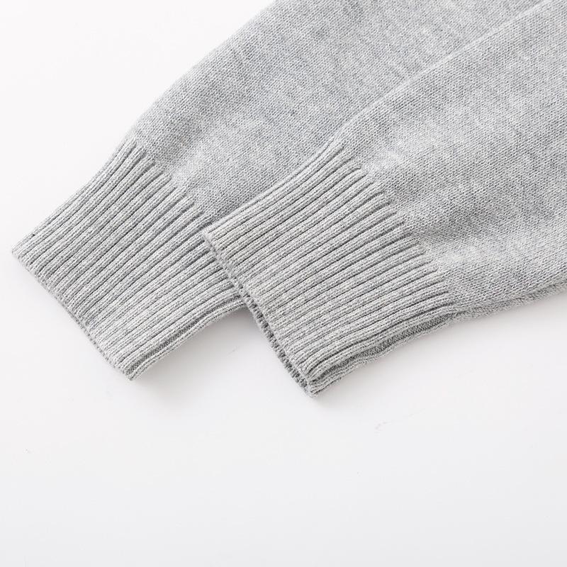 Детский вязаный кардиган с V-образным вырезом на весну и осень - Школьный стиль для мальчиков и девочек, хлопковая верхняя одежда