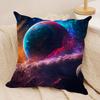 Planet Space Collection Cushion Cover Silky Short Plush Invisible Zipper Dustproof Sofa Pillow Case for Home Decor