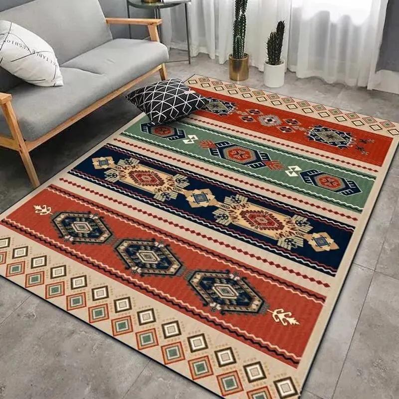 Crystal Velvet 50*80cm National Wind Carpet Retro Persian Wind Living Room Sofa Floor Mat Homing Carpet Bohemian Door Mat