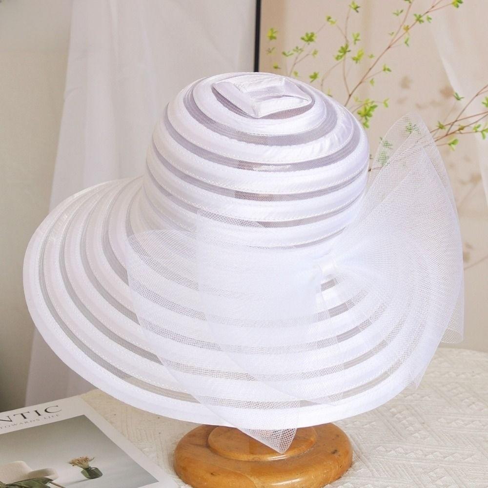 Ruffles Design Tea Party Cap Wide Brim Sun Hat Elegant Sunscreen Cap Dance Dinner