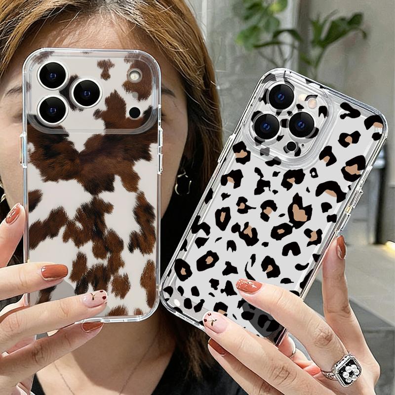 Чехол для телефона с леопардовым принтом для iPhone 17 Pro Max Coque iPhone 16 15 14 13 Pro Max 11 Прозрачный ТПУ Силиконовый Мягкий Чехол