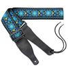 FUKUSHOP Guitar Strap Embroidered Jacquard Genuine Leather Bass Strap for Electric Guitar Acoustic Guitar Classical Guitar Strap Guitar Shoulder Belt