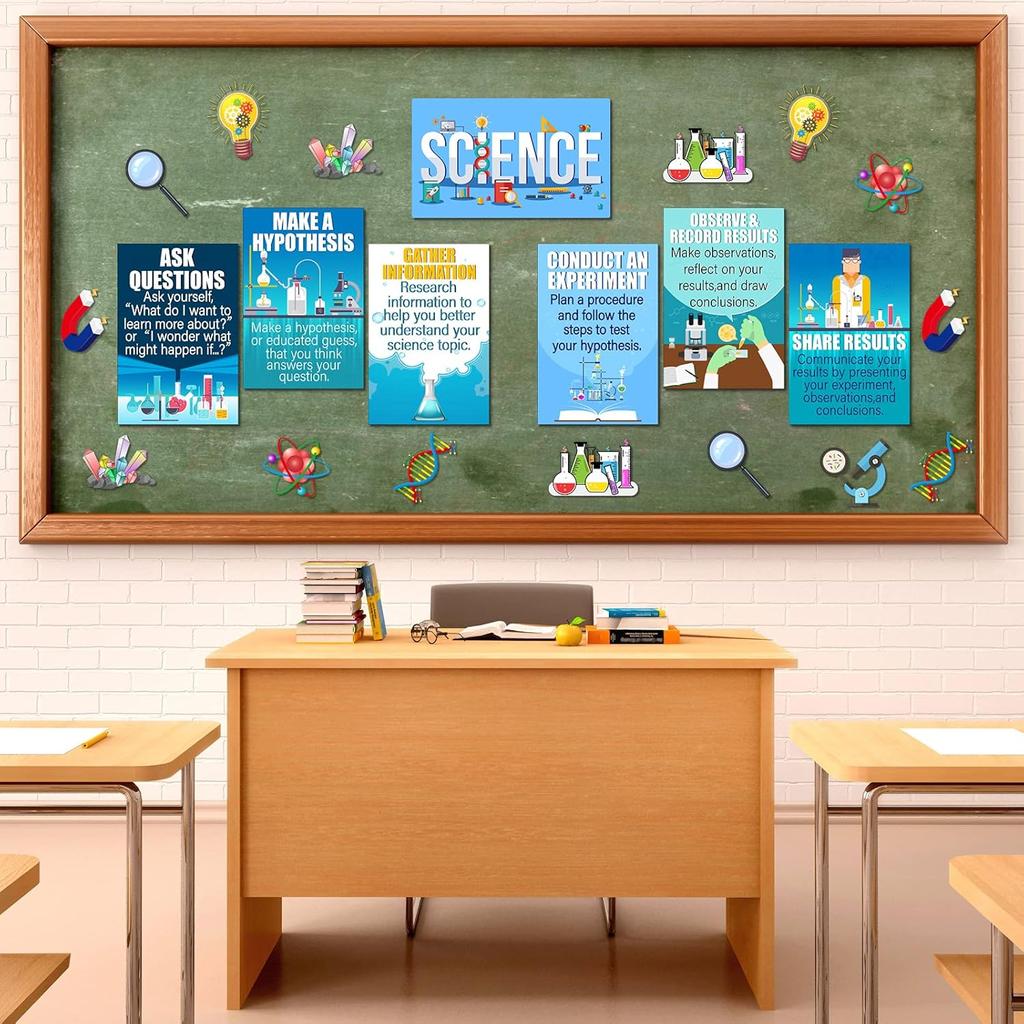 Zonon 31 Pieces Science Classroom Decoration Science Bulletin Board Set Scientist Posters Banner Classroom Wall Decoration Scientist Lab Cutouts for