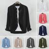 Men's Linen Long-sleeved Casual Shirt Collarless Standing Collar Summer Top