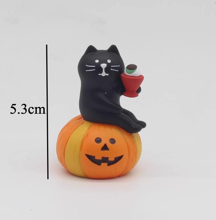 Cute Cat Halloween Concert Miniatures Funny Ghost Figurines Kawaii Shiba Vampire Magic Pumpkin Miniatures DIY Home Decoration