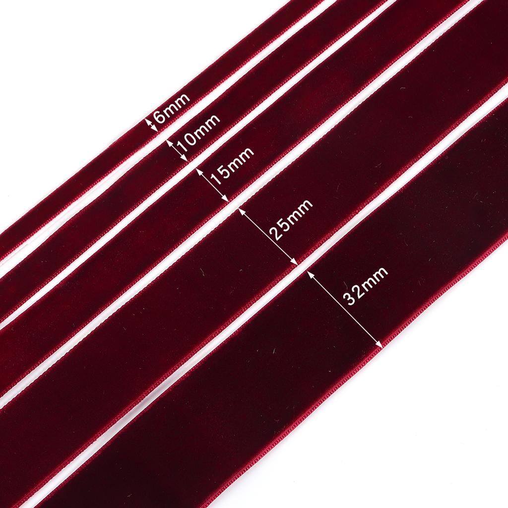 5yards/roll Velvet Ribbons Black Wine Red Color Single Face Flocking Webbing For DIY Christmas Crafts Wrapping Decoration