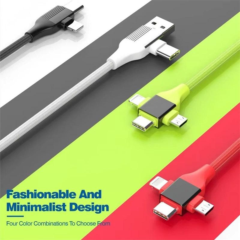 4-в-1 USB C кабель для зарядки с разъемом Type-C 5-в-1 USB-кабель Type C PD 65 Вт 27 Вт быстрая зарядка для iPhone Samsung Xiaomi Android