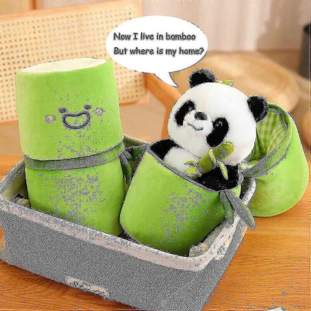 Panda Stuffed Animal, 9.8 Stuffed Panda Bear Plushies Holding Bamboo, Cute Panda In Bamboo Plush Toys Gifts For Kidsgirls
