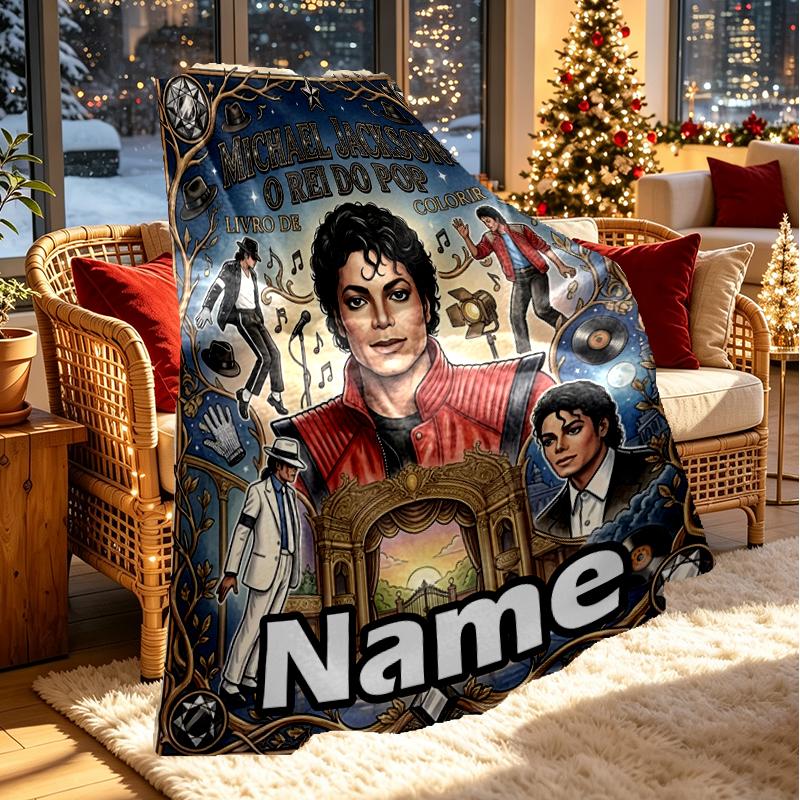 Custom Name Personalized Michael Jackson Print Blanket, Home Decor, Bedroom, Sofa, Camping, Couch, Gifts for Birthday Christmas