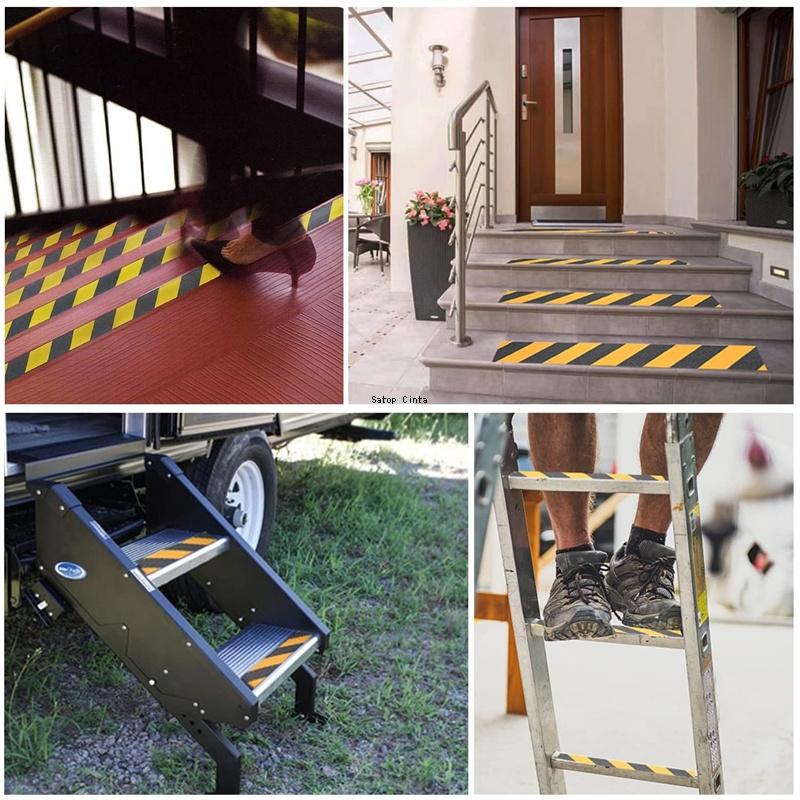Anti Slip Tapes 1 inch*16FT Safety Non Skid Twill Yellow-Black Adhesive Waterproof Stickers For Indoor Outdoor Stairs Floor Step