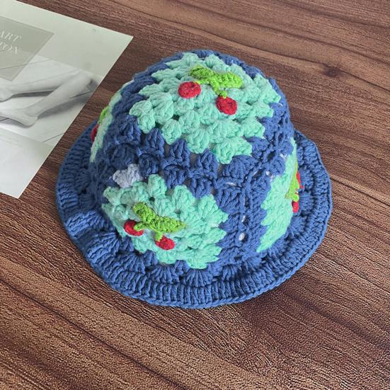 Мультяшная шерстяная шапка с аппликацией из вишни, вязаная шапка, детский головной убор цвета конфет, детская шляпа-ведро, детская вязаная шапка для фотосъемки, дни рождения, вечеринки на открытом воздухе, кепка