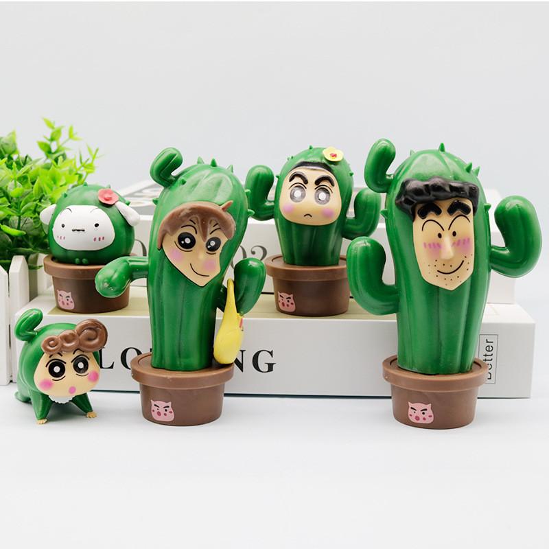 Crayon Shin Chan Family Action Figure Cosplay Cactus Anime Collectible Model Toy