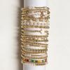 Stylish Turquoise Cross & Pearl Beaded Elastic Bracelet Set for Women - 5 Pieces