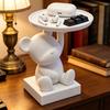 Медведь Ключница Миска для прихожей 3D-печать Милая статуэтка медведя с подносом Мультяшная фигурка животного Конфетница для декора интерьера дома