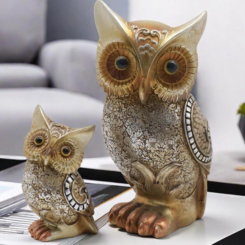Brown Owl Figurine,Resin Statue Creative Collection,Animal Sculpture,Desktop Decoration for Office Table Hotel Bedroom