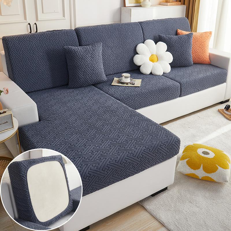 Плюшевый чехол на сиденье дивана для гостиной, бархатная подушка, эластичный угловой диван, 1/2/3/4-местный комплект однотонных чехлов