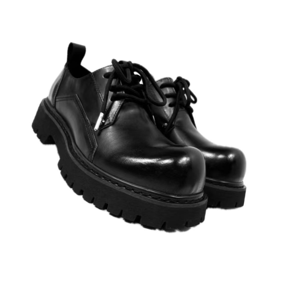 Мужские корейские кожаные туфли-оксфорды на платформе, толстые туфли-дерби, повседневные туфли-лоферы, мужские туфли с квадратным носком, формальные туфли