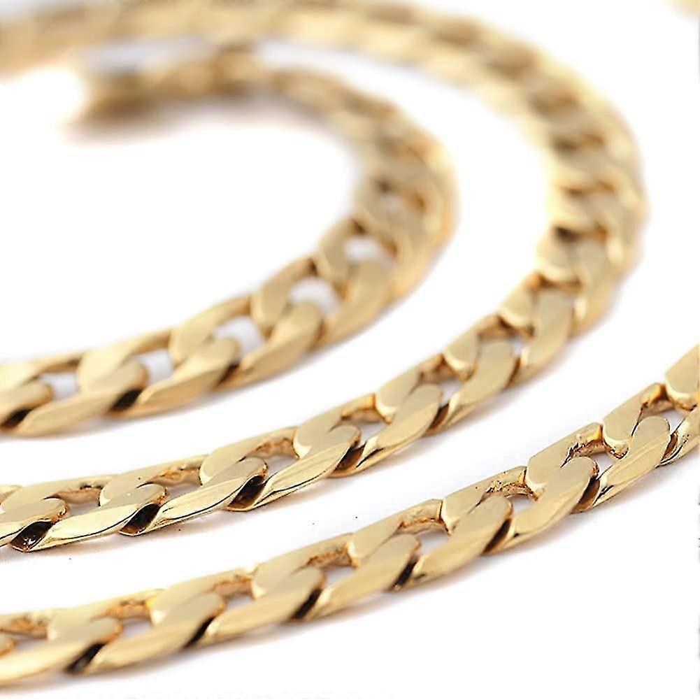 14k Gold Plated Diamond Cut Mens Cuban Link Chain Necklace Hip-hop Gold Chain For Men Women 7mm 18/20/24/30 Inches