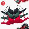 3pcs Christmas Palm Pad Bra Set, Thick Padded Underwire Push Up Lingerie for Lift & Contour