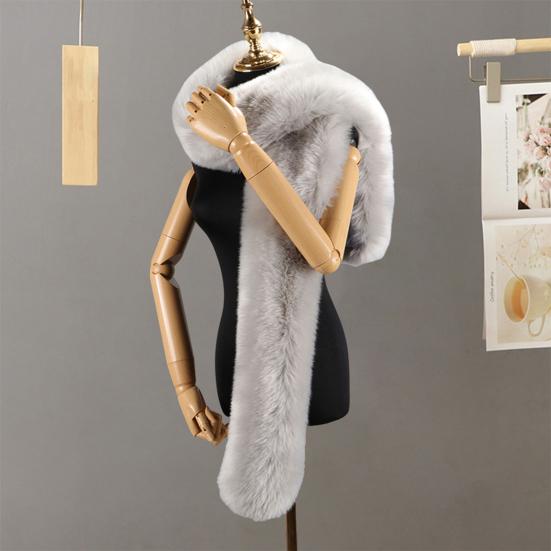 Шарф из искусственного меха, однотонный, утолщенный, теплый, длинный шарф, ветрозащитный, устойчивый к холоду