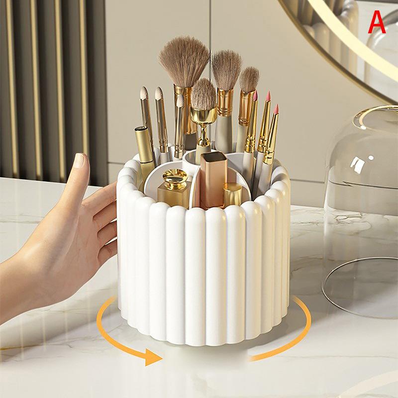 360Degree Rotating Makeup Brushes Holder With Lid Lipstick Organizer Cosmetic Storage Make Up Tools Box Jewelry Pencil Case Container