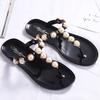 Fashion Pearl Studs Clip Toe Sandals Women Beaded Flip Flops Anti-skid Beach Sandalias All-match Jelly Shoes Woman Slippers Pantuflas