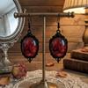 Черная оправа Готические смоляные серьги Овальная форма Серьги-подвески Уличная фотография