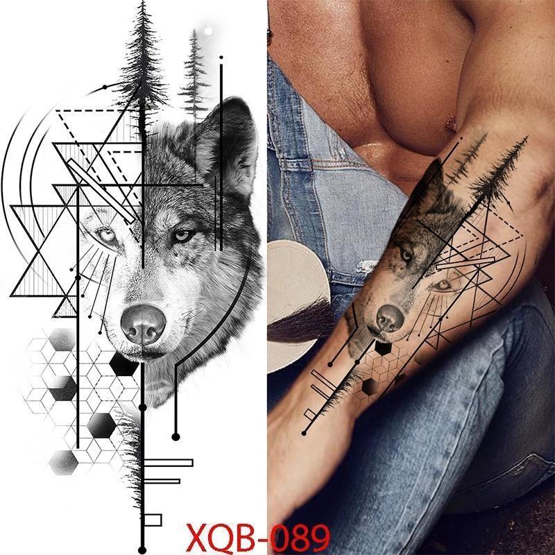 Fake Skull Tattoo Male Lion Wolf Tiger Snake Waterproof Tattoo Sticker Arm Art Fake Tattoo Male