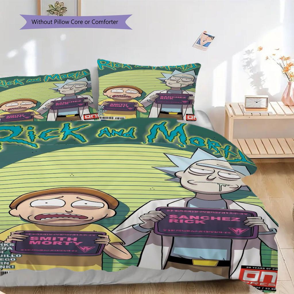 Super soft Ricky and Morty 3-piece bedding set - 1 duvet cover, 2 pillowcases, skin-friendly and comfortable(Without Core)