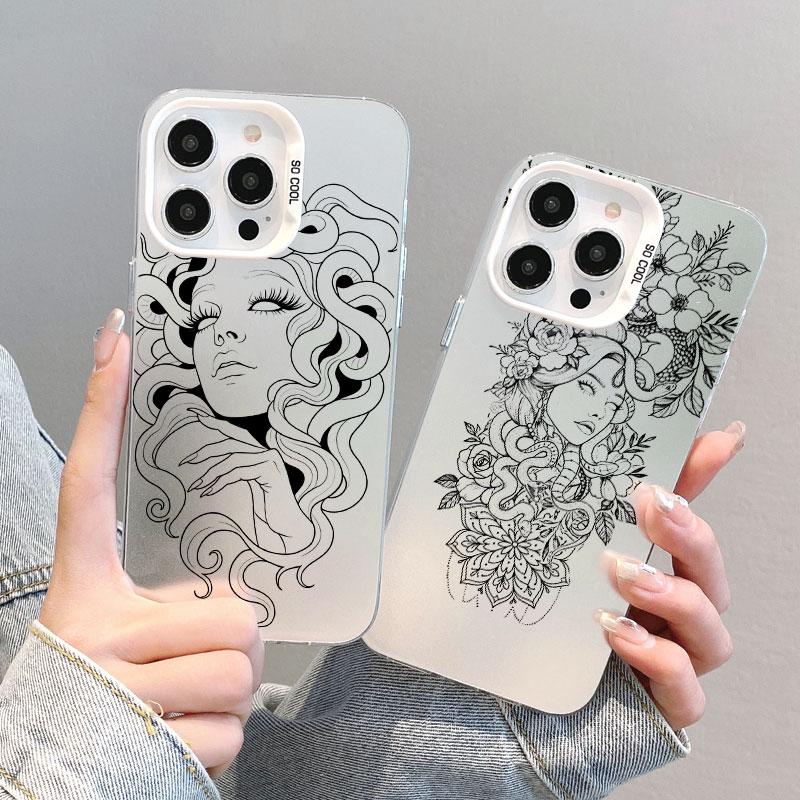 Beautiful Flower Girl Line Design Durable Laser Phone Case For Samsung Galaxy S21 S23 S24 FE S25 S24 S23 S22 Ultra Plus Covers