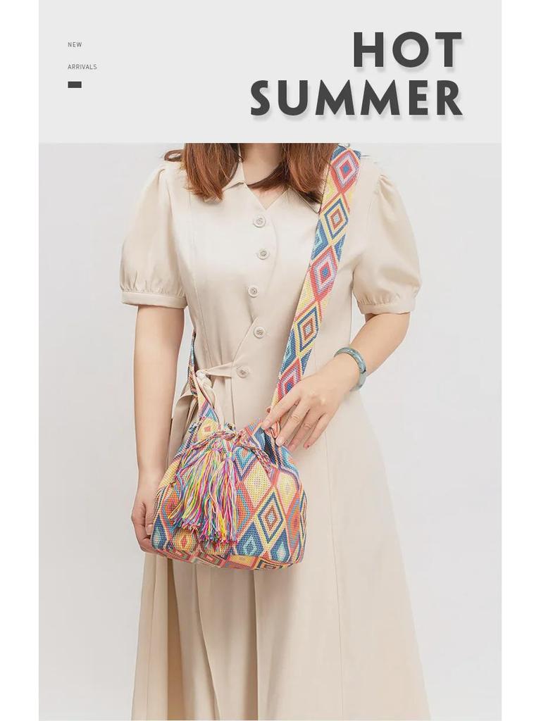 Сумка-ведро из ткани в стиле бохо для женщин