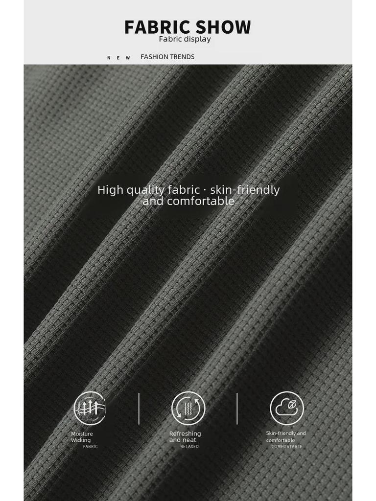 Мужская рубашка-поло из вафельной трикотажной ткани с коротким рукавом — деловая повседневная летняя одежда для отцов среднего возраста