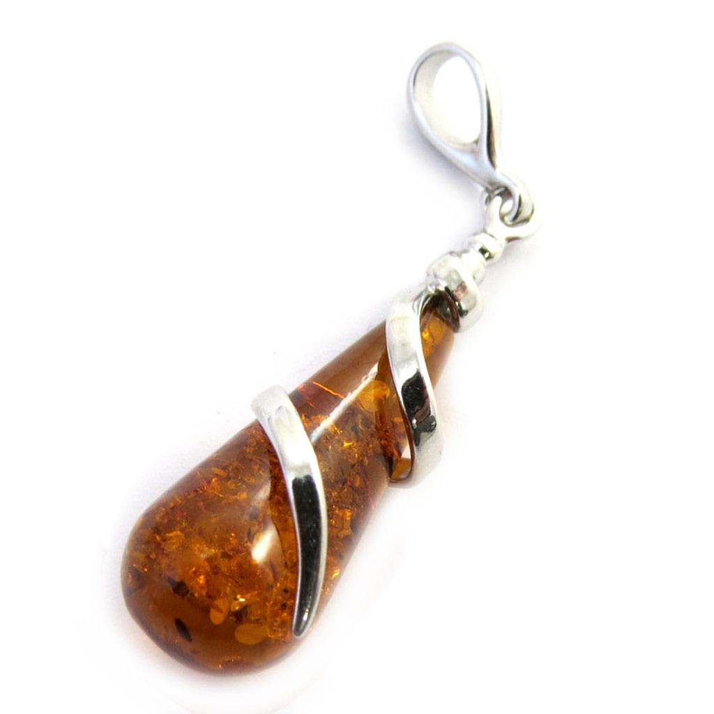 Les Trésors De Lily [N2787] - Silver Pendant 'Inspiration' Amber (rhodium-plated) - 25x10 Mm