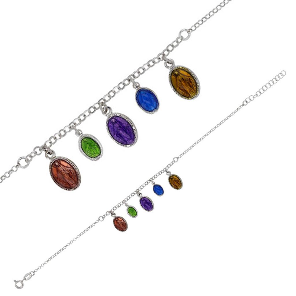 Les Trésors De Lily [R5492] - Handcrafted Silver Bracelet 'Virgin Mary' Multicolored Silver (rhodium) - Blank 10x7mm