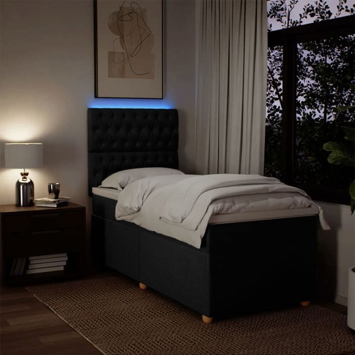 Maison Exclusive - Sommier à lattes de lit avec matelas Noir 100x200 cm Tissu