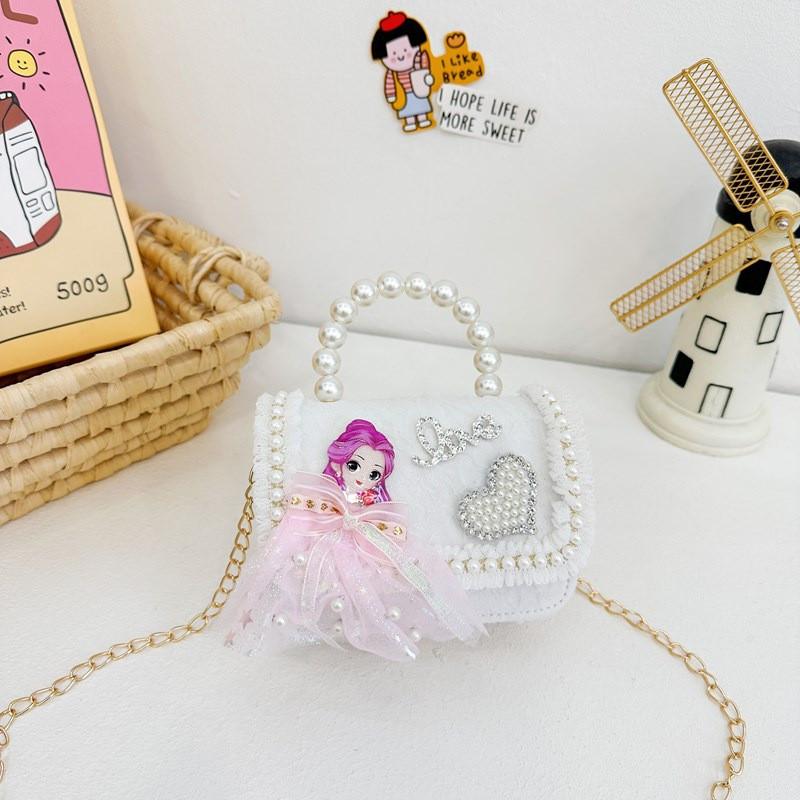 Belle Cinderella Girl Crossbody Shoulder Bag Cute Pearl Accessory Purse