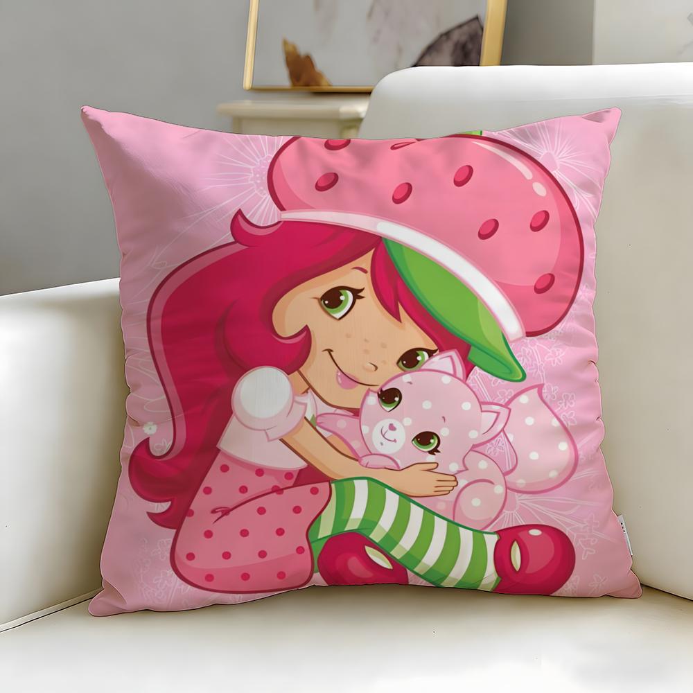 classic cartoon Strawberry Shortcake Cushion Cover Soft EasyWash Pillow Case Versatile for Couch Bed Travel and Office