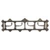 Decorative cast iron wall-mounted clothes hanger, brown, 4 hooks
