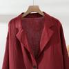 Dimanaf 2025 Plus Size Women New Autumn Linen Basic Jacket Casual Coat Solid Oversize Fashion Long Sleeve Vintage Loose Tops