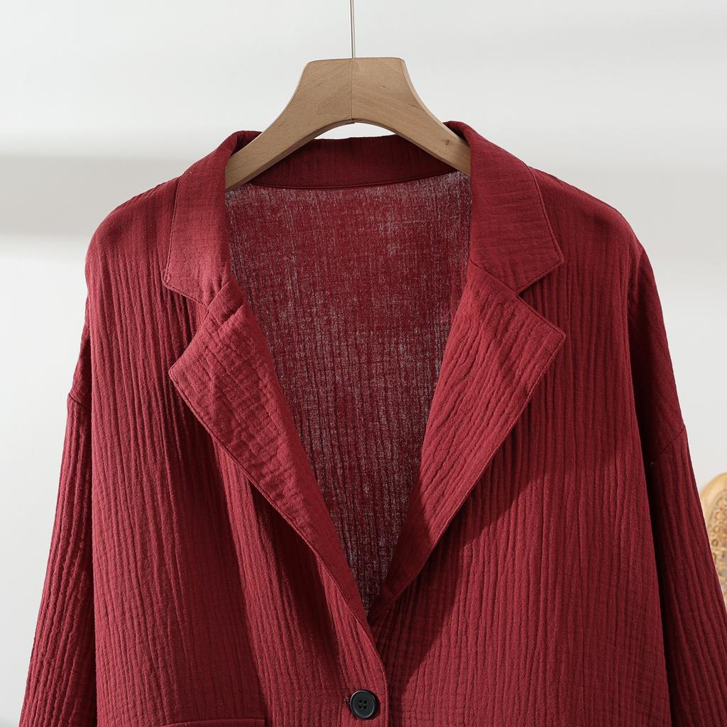 Dimanaf 2025 Plus Size Women New Autumn Linen Basic Jacket Casual Coat Solid Oversize Fashion Long Sleeve Vintage Loose Tops