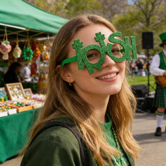 Очки на День Святого Патрика Блестящие Трилистник Бутылка Пива Очки для Глаз Зеленые Счастливые Ирландская Тема Фотобудка Реквизит для Домашней Вечеринки Подарки