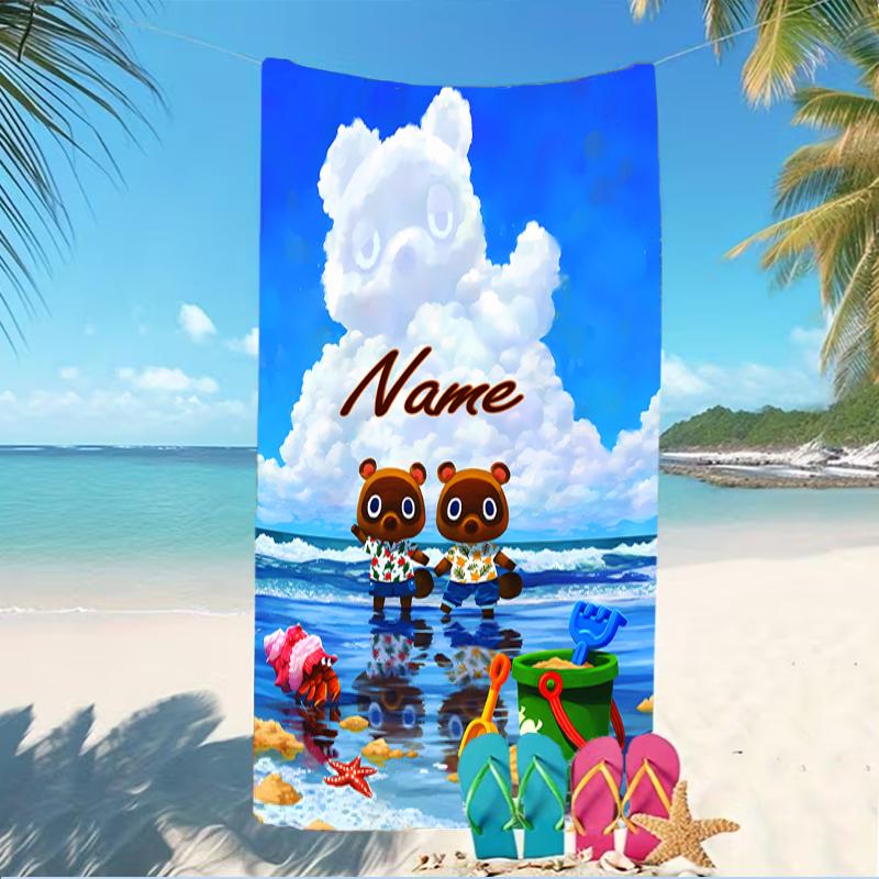 Customizable personalized beach towels Animal Crossing themed designs.Suitable for the beach, yoga, sports;ideal as beach accessories