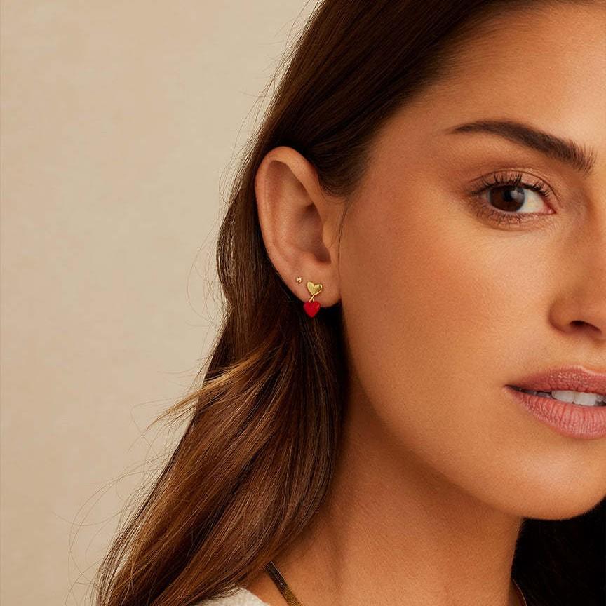 Серьги в форме сердца из нержавеющей стали на День святого Валентина | Комплект из 2 украшений для влюбленных пар | Гипоаллергенный романтический подарок для нее/него