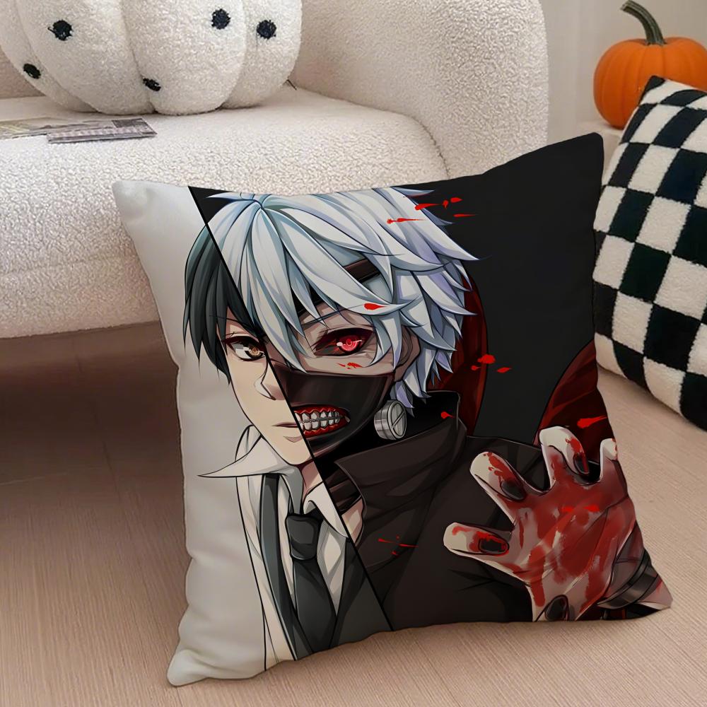 Grim Haunting Tragic Anime TTokyo Ghoul Cushion Cover Throw Pillow Cover Hidden Button Durable Polyester Chair Cushion